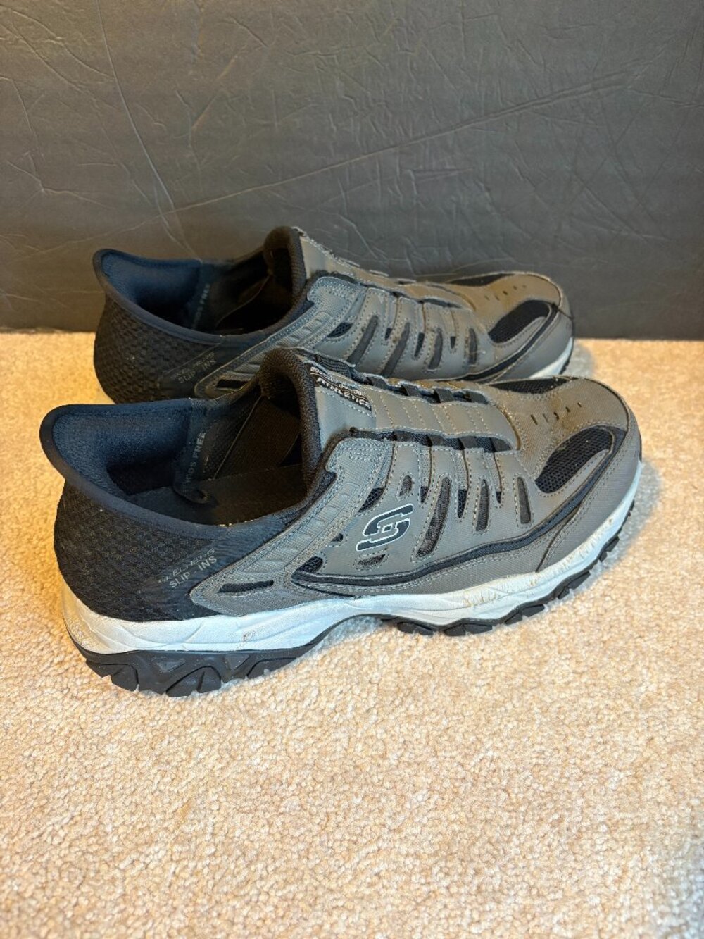 Skechers Slip Ins AfterBurn Ridgeburn Sneakers Men's Size 12 Gray Black 237563WW